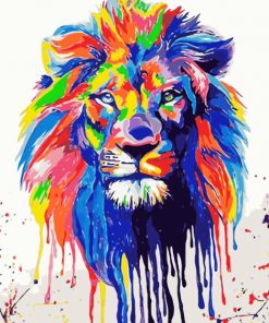 Rainbow Splatter Lion Paint by numbers