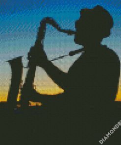 saxophone silhouette diamond painting
