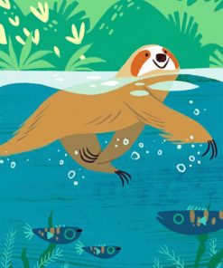 Swimming Sloth Paint by numbers