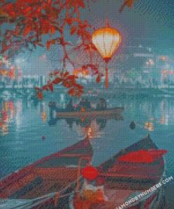 vietnam boats night diamond painting