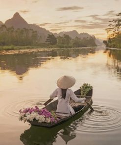 Vietnamese Woman In A Boat Piant by numbers