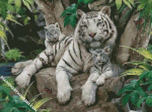 white tiger family diamond painting