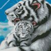 white tiger with his cub diamond painting