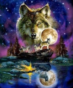 Beautiful Wolf And Moon Paint by numbers