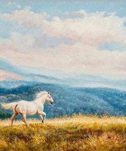 White Horse Running In Wild Paint by numbers