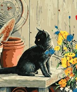 Black Cat On Table Paint by numbers