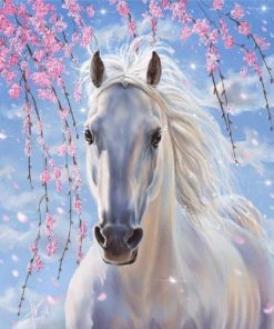 White Horse with Flowers paint by numbers