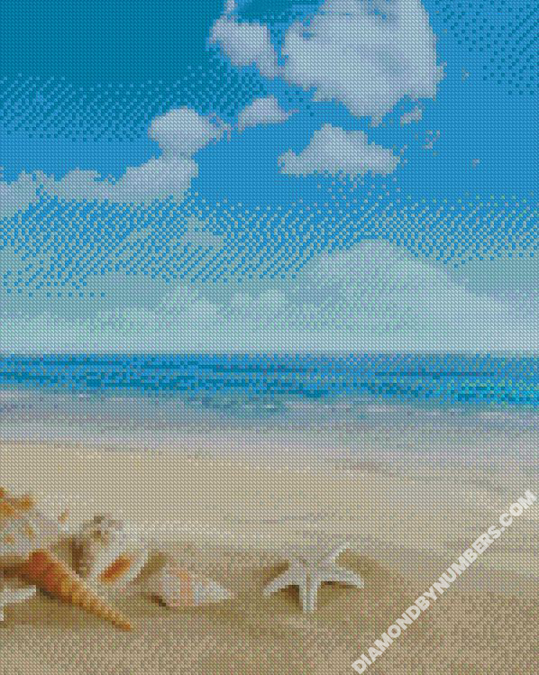 Sea Shells On Beach - 5D Diamond Painting - DiamondByNumbers - Diamond  Painting art