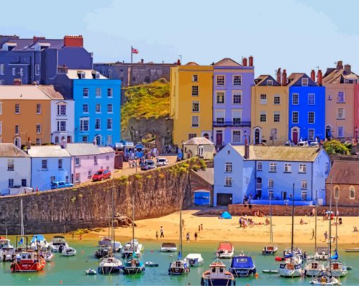 Tenby Wales UK paint by numbers