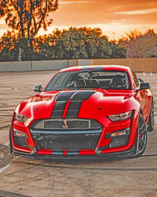 Red Ford Mustang Paint by numbers