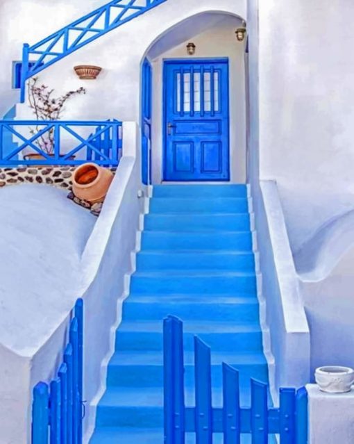 Aesthetic House In Santorini paint by numbers