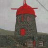 azores buildings windmill diamond painting