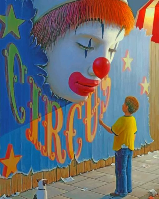 Boy Watching A Circus Clown paint by numbers