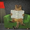 Cat Reading News Paper paint by numbers