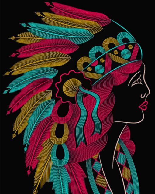 Colorful Native Woman paint by numbers