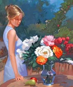 Woman And Flowers Paint by numbers