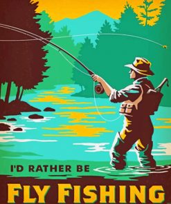 Fly Fishing Illustration Art Paint by numbers