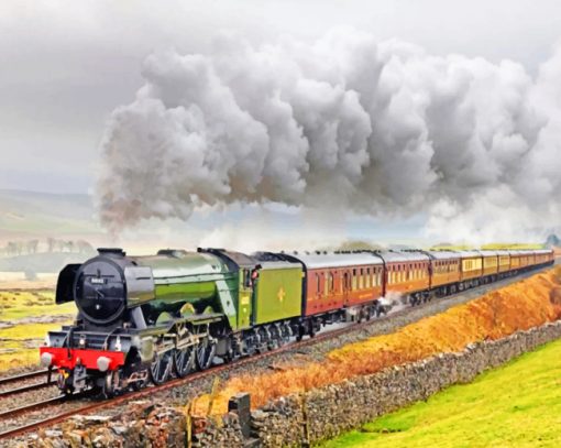 Flying Scotsman Steam Train paint by numbers
