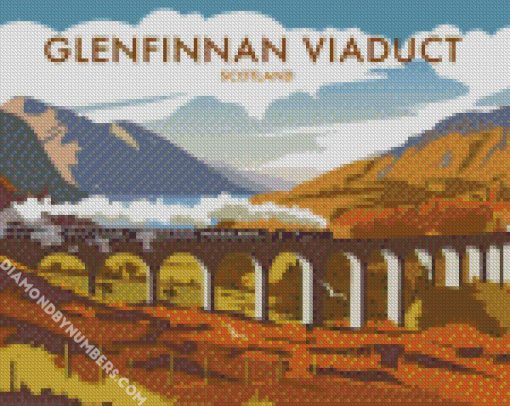 glenfinnan viaduct illustration diamond painting