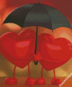 love heart under a black umbrella diamond paintings