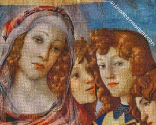 mary with the child and six angels botticelli diamond painting