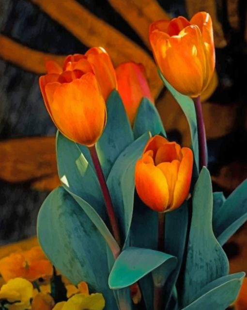 Orange Tulips paint by numbers