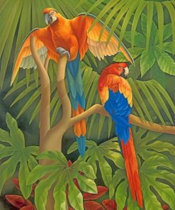 Orange And Blue Parrots Paint by numbers