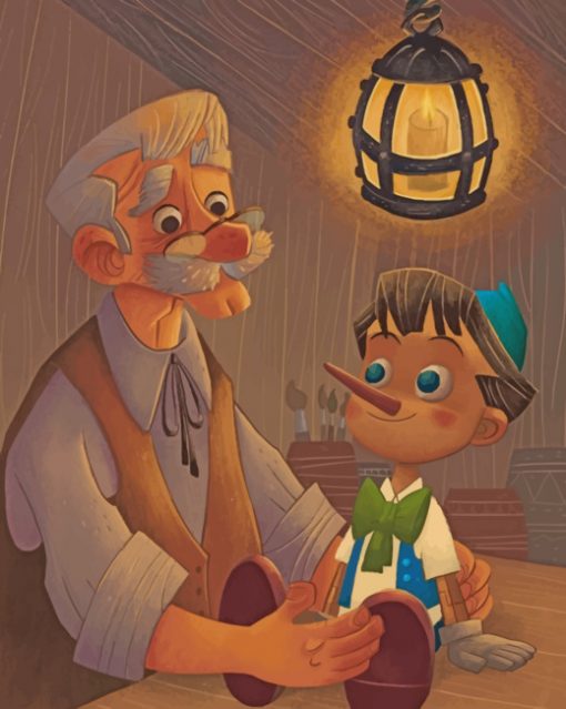 Pinocchio And His Dad Paint by numbers