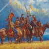 red indians western art diamond painting