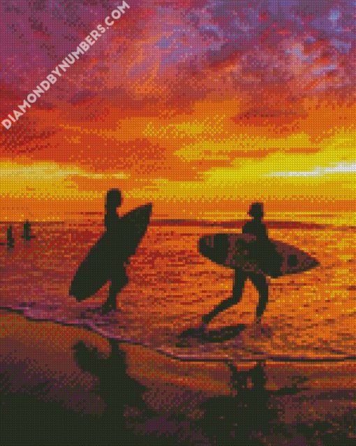 silhouette surfing time diamond painting