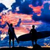 Surfers Silhouette In A Cloudy Day Paint by numbers