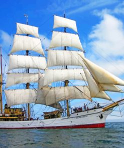 White Tall Ship paint by numbers