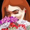Woman Smelling Flowers paint by numbers