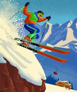 80's Skier Paint by numbers