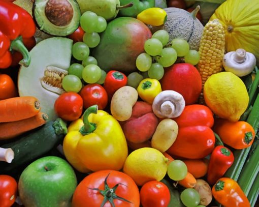 Fresh Fruits And Vegetables Paint by numbers