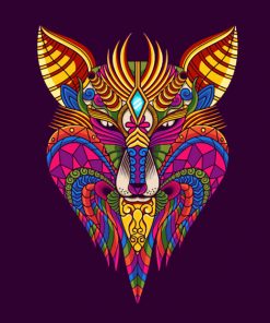 Mandala Colorful Wolf paint by numbers