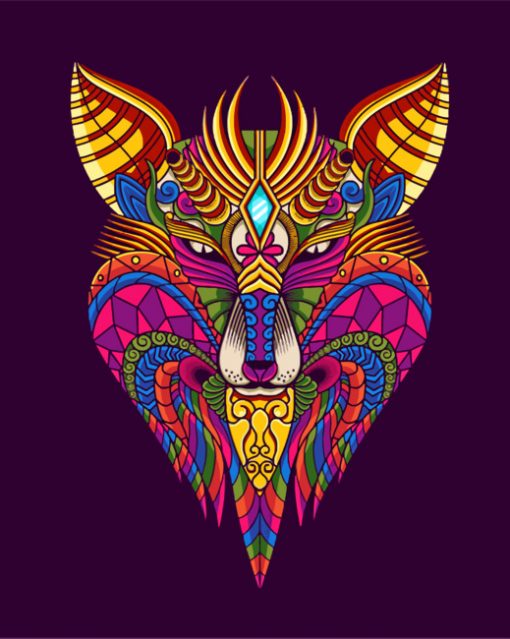 Mandala Colorful Wolf paint by numbers