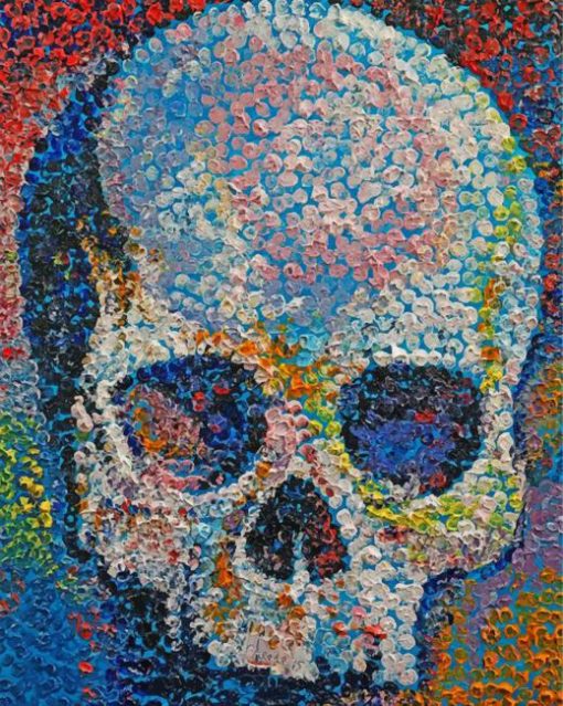 Pointillism Skull paint by numbers