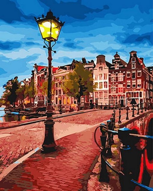 Sunset in Amsterdam paint by nuumbers