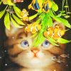 Adorable Cat Watching Yellow Koi Fishes Paint by numbers