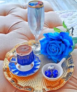 Aesthetic Coffee And Blue Rose paint by numbers