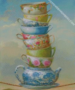 aesthetic tea cups diamond painting