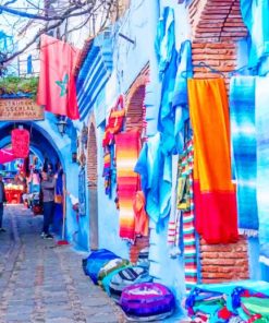 Blue City Chefchaouen Morrocan Rugs Shops paint by numbers