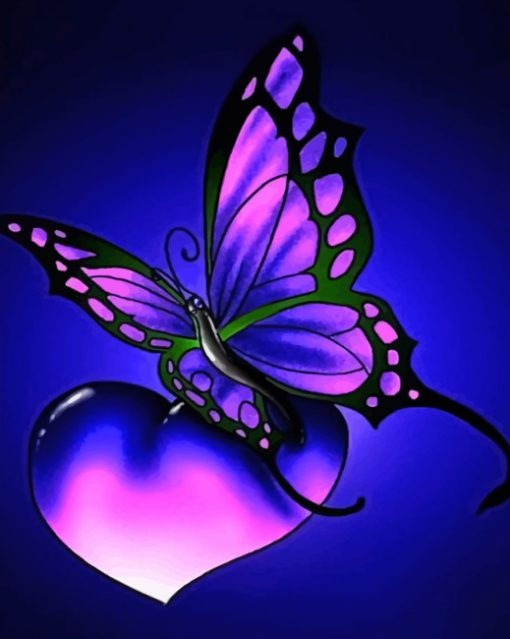 Blue Butterfly Heart paint by numbers