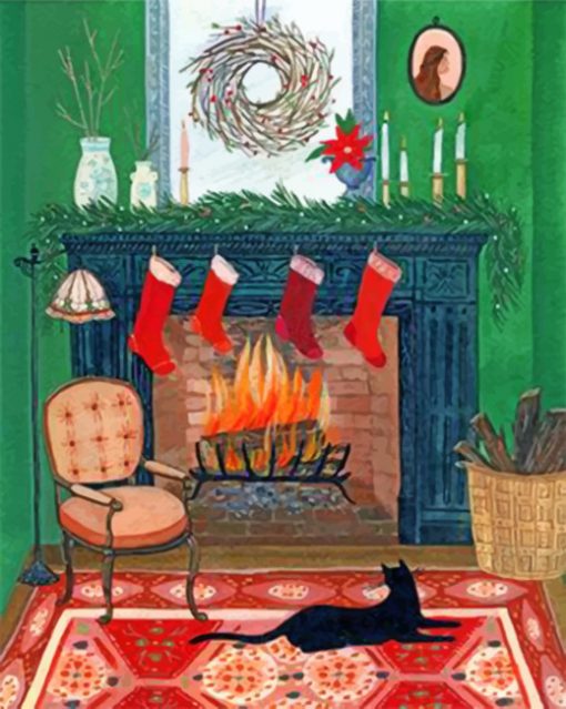 Christmas Fireplace paint by numbers