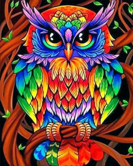 Abstract Colorful Owl Paint by numbers