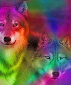 Colorful Wolves Piant by numbers