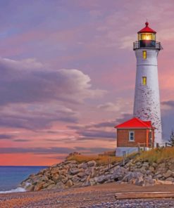 Aesthetic Crisp Point Lighthouse Paint by numbers
