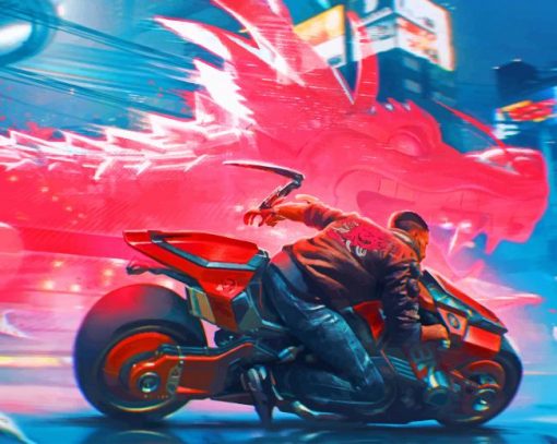 Cyberpunk Motorcycle Art paint by numbers