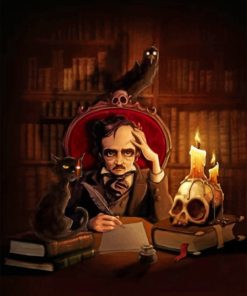Edgar Allan Poe And His Black Cat Paint by numbers